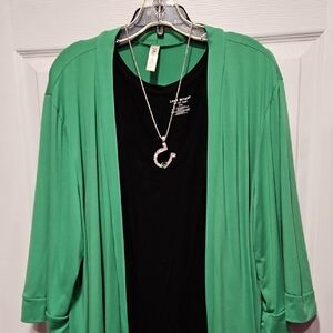 24/7 Comfort Apparel Green Cardigan
